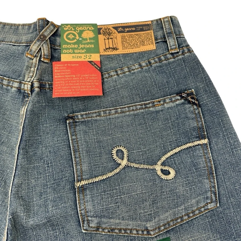 LRG Lifted Research Group Make Jeans Not War Jean Shorts Embroidered NWT‎ 32